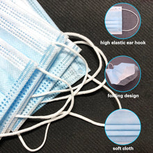 Load image into Gallery viewer, Disposable Mouth Face Mask Anti-Dust 3 Layer Mouth Masks Soft Breathable Anti Influenza Earloops Meltblown Cloth Non-woven Mask