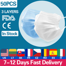 Load image into Gallery viewer, Disposable Mouth Face Mask Anti-Dust 3 Layer Mouth Masks Soft Breathable Anti Influenza Earloops Meltblown Cloth Non-woven Mask

